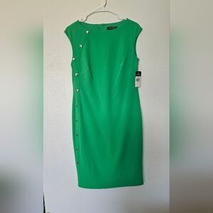 Lauren Ralph Lauren Green Button-Detail Midi Dress